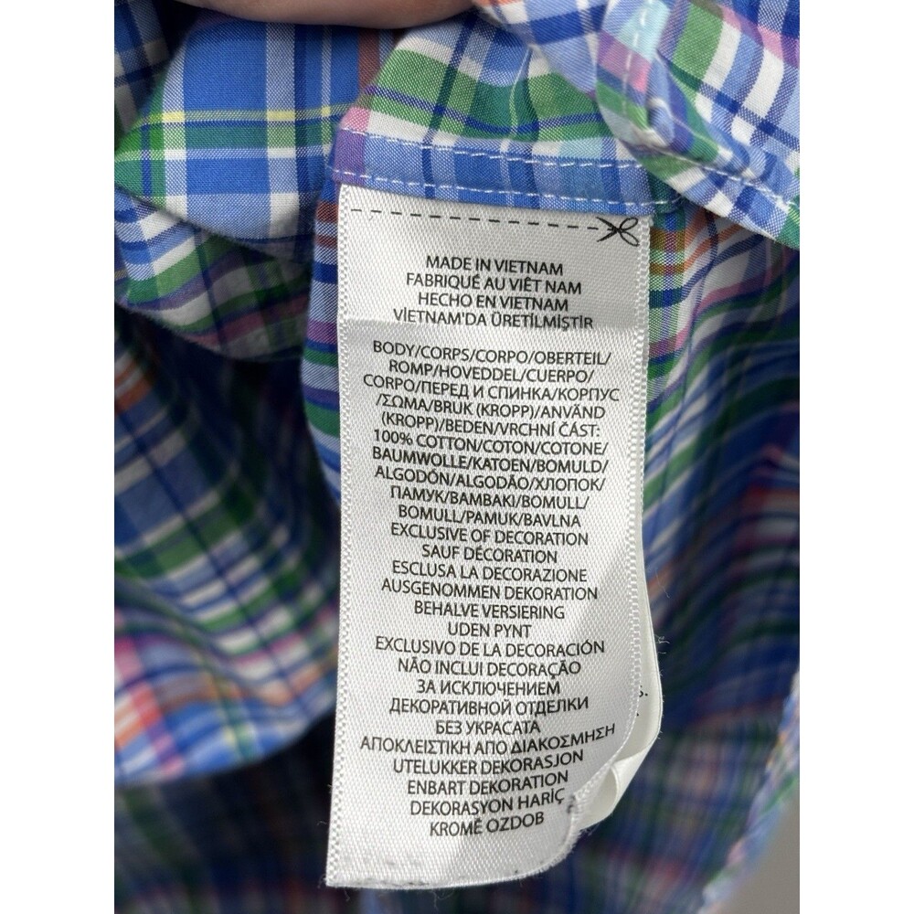 Ralph Lauren Button Up Long Sleeve Shirt Mens 2XB Big Preppy Blue Plaid Stretch - Picture 8 of 8